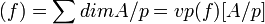(f) =\sum dim A/p= vp(f)[A/p] 
